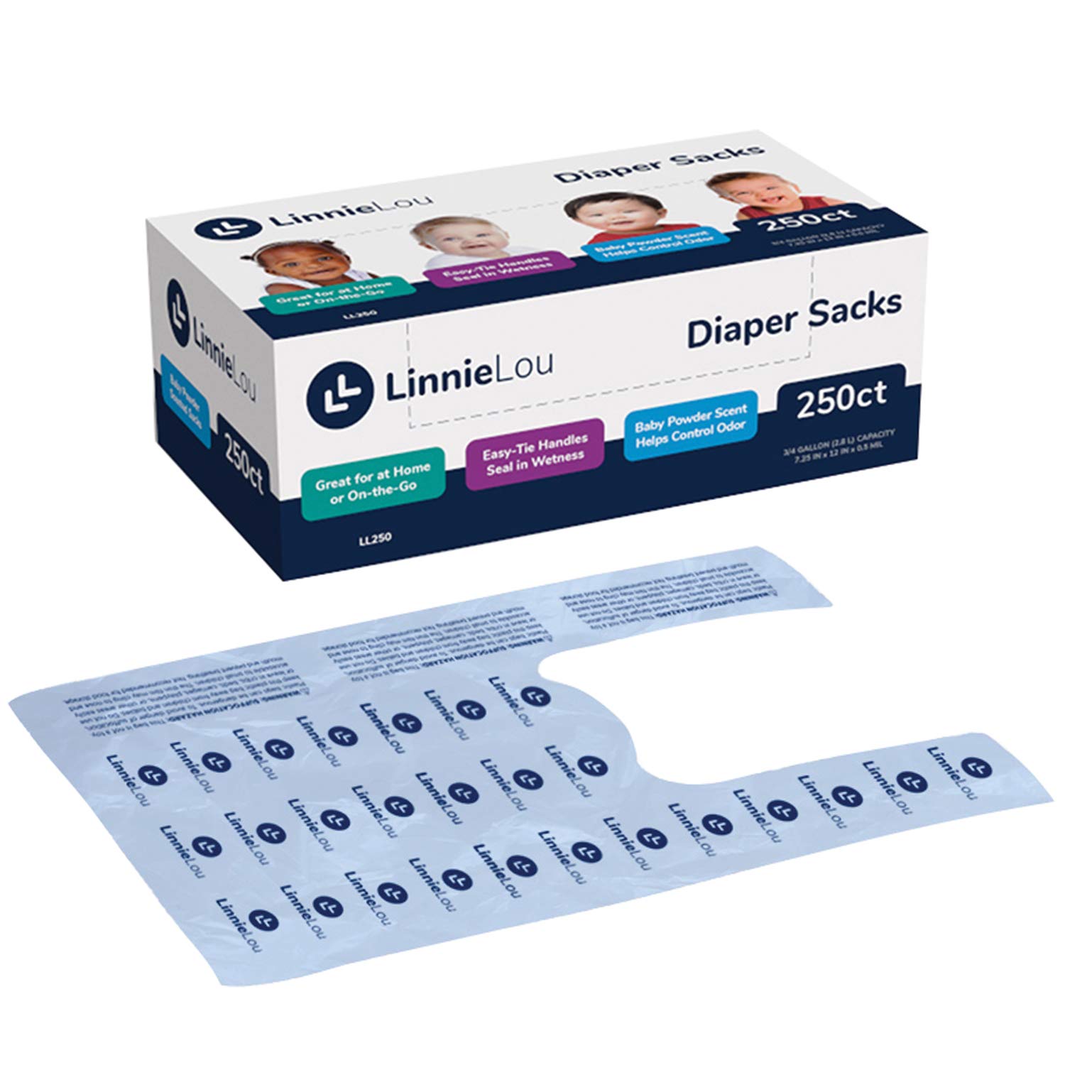 Disposable Diaper Sack Portable Essentials kit, (250 Pack), Blue (LTISLL250)