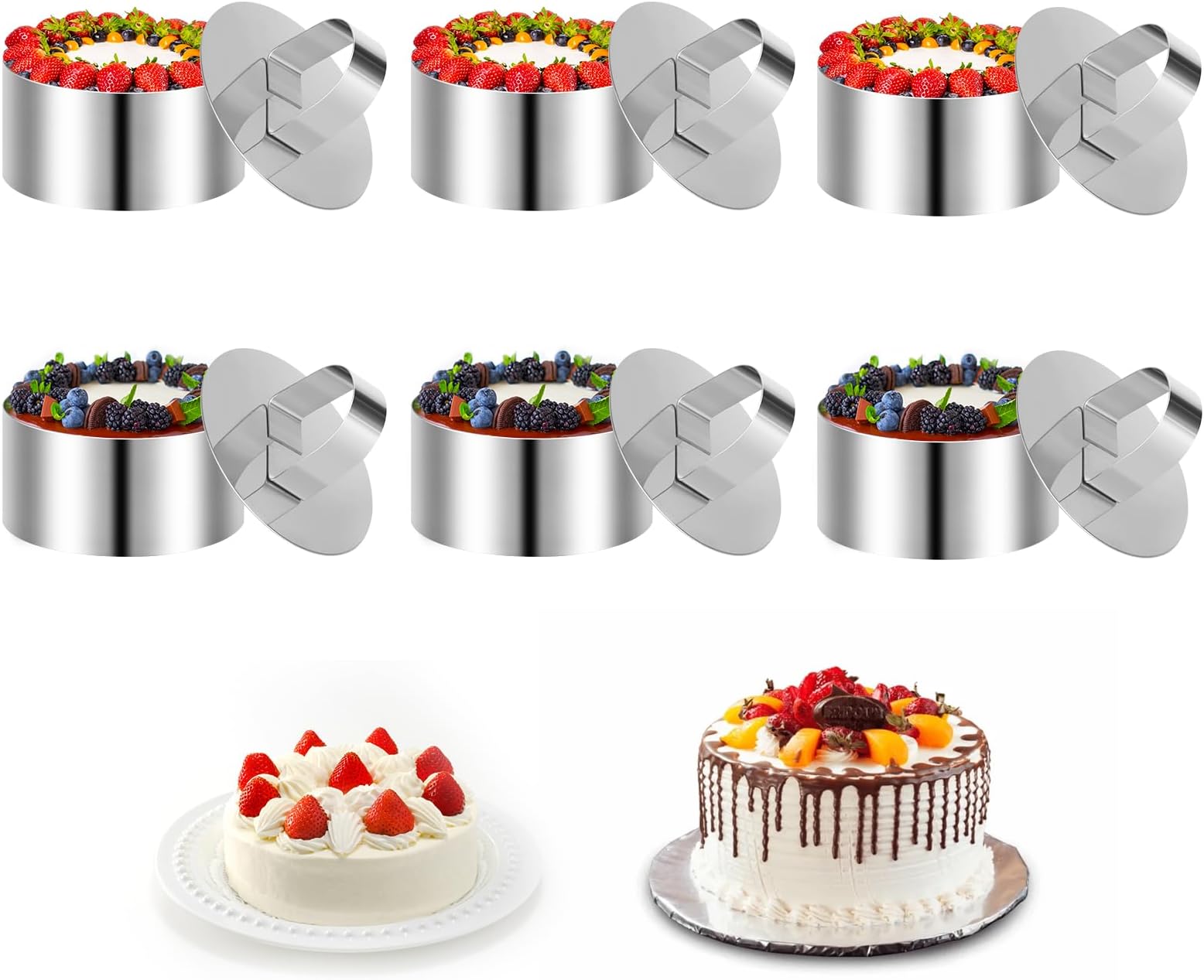 BBWELL Cercle a Patisserie 12 Pièces ( 8 cm),Emporte-Pièces Ronds avec Couvercle et Base
