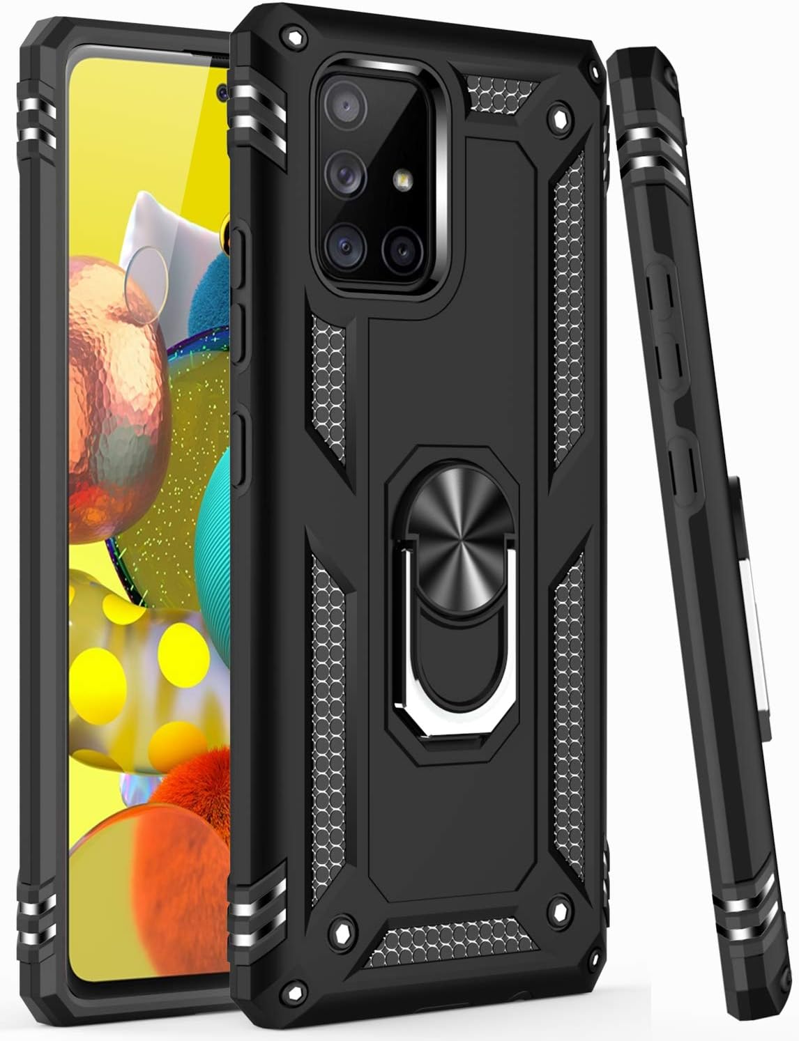 LUMARKE Galaxy A51 5G Case,Pass 16ft. Drop Tested Military Grade Cover with Magnetic Ring Kickstand Compatible with Car Mount Holder,Protective Phone Case for Samsung Galaxy A51 5G Black