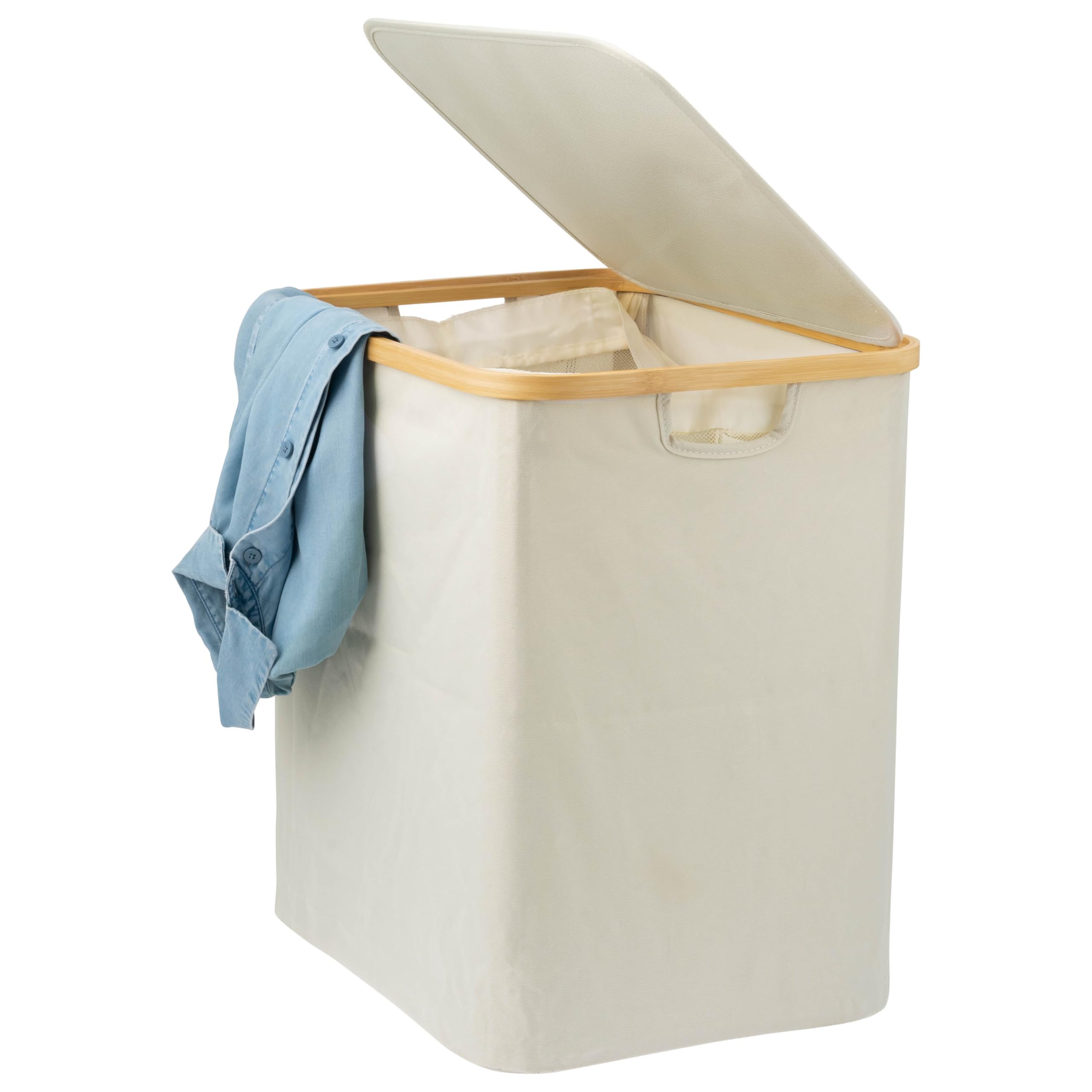Bremermann Wäschesammler Wäschesammler mit herausnehmbarem Wäschesack und Deckel, ca. 60 Liter, Beige