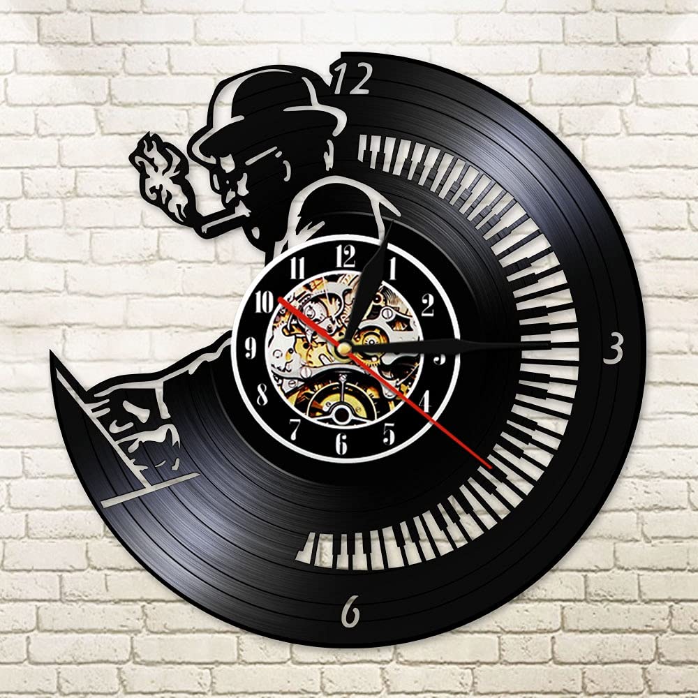 Orologio da parete con disco in vinile per pianista Orchestra sinfonica classica Sala da musica Studio Pianista Wall Art Musicista Insegnante di musica Regalo Dia 30cm 7 colori Orologio da parete in
