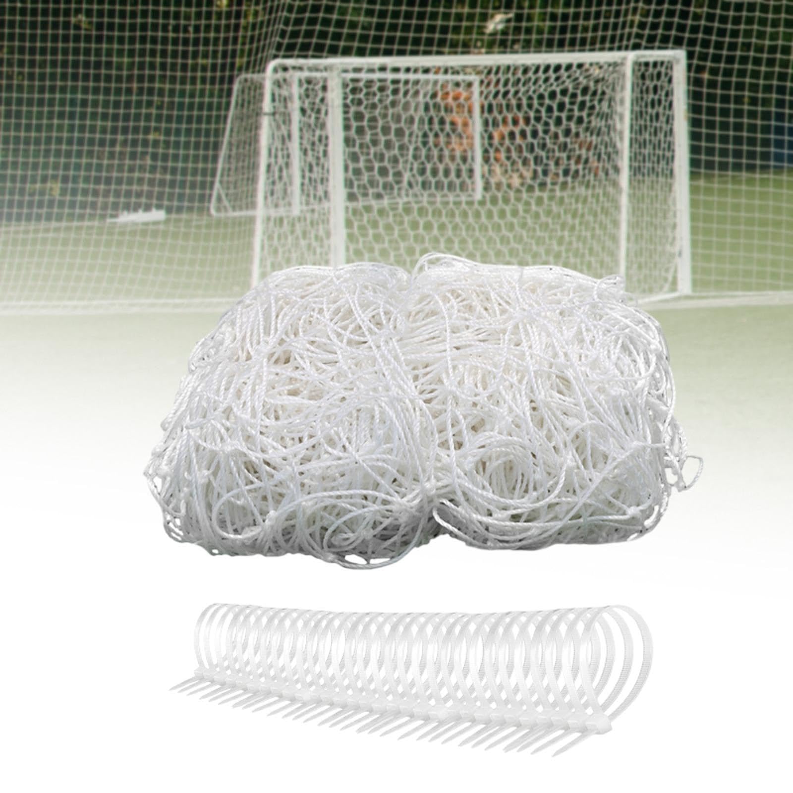 Rete di Ricambio per Porta da Calcio E Cinghie di Fissaggio in Nylon Bianco per Porte da Calcio di 12 Piedi X 6 Piedi