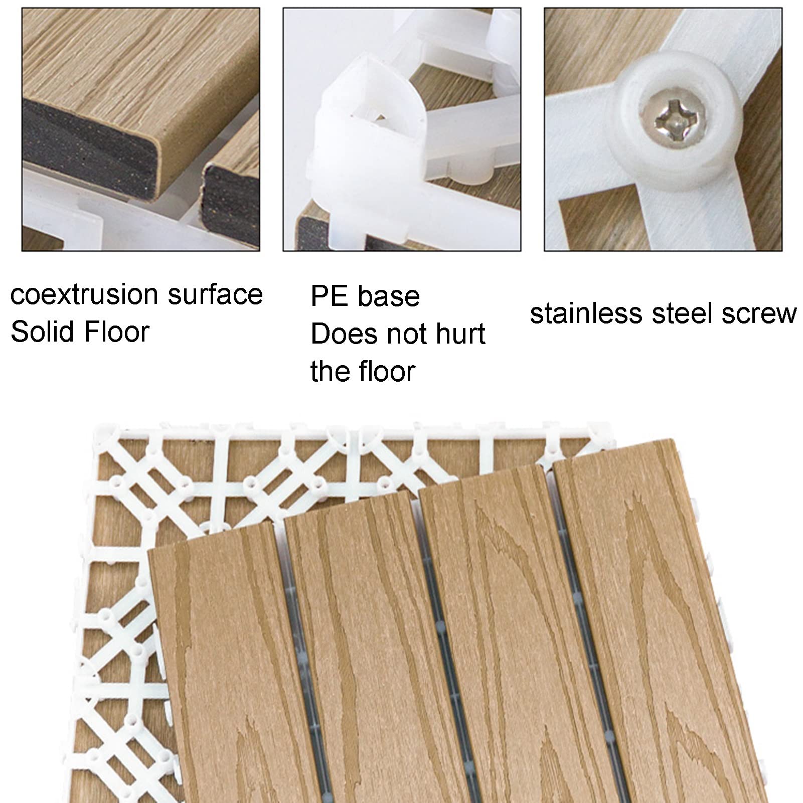 Baldosas de cubierta entrelazadas compuestas plástico y madera
