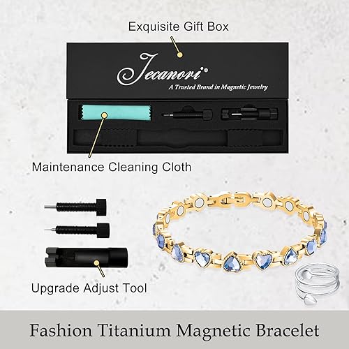 Miniatura 6 de Jecanori Pulsera magnética de desintoxicación linfática para mujer y anillo de cobre, regalos con herramienta ajustable (serie corazón brillante)