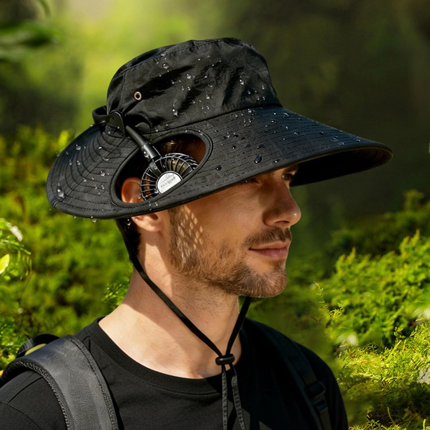 2-in-1 Hands-Free Hat Fan, Detachable Neck Fan, USB Rechargeable Dual Fans, UPF50+ Sun Protection, Portable Cooling Hat for Unisex Camping Hiking (Grey)