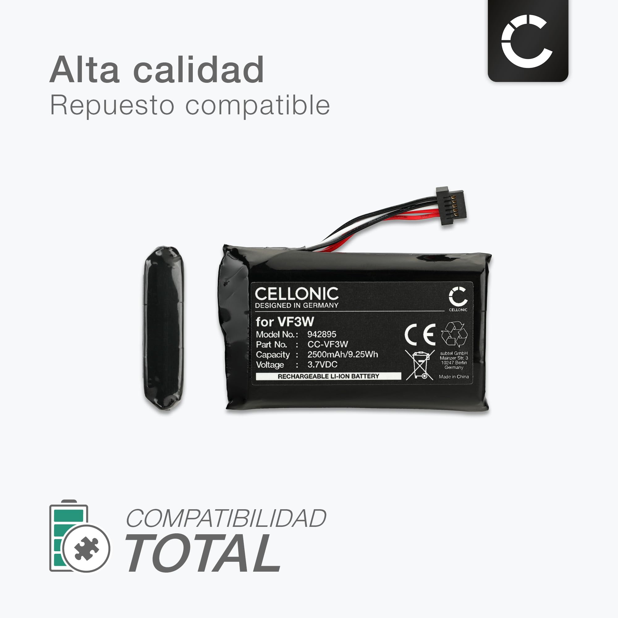 CELLONIC 1x Batería para GPS Navegación Compatible con Tomtom Rider 550, Rider 500, Rider 400, LHA11133000 - (2500mAh, 3.7V) + Juego de Herramientas 17pzas