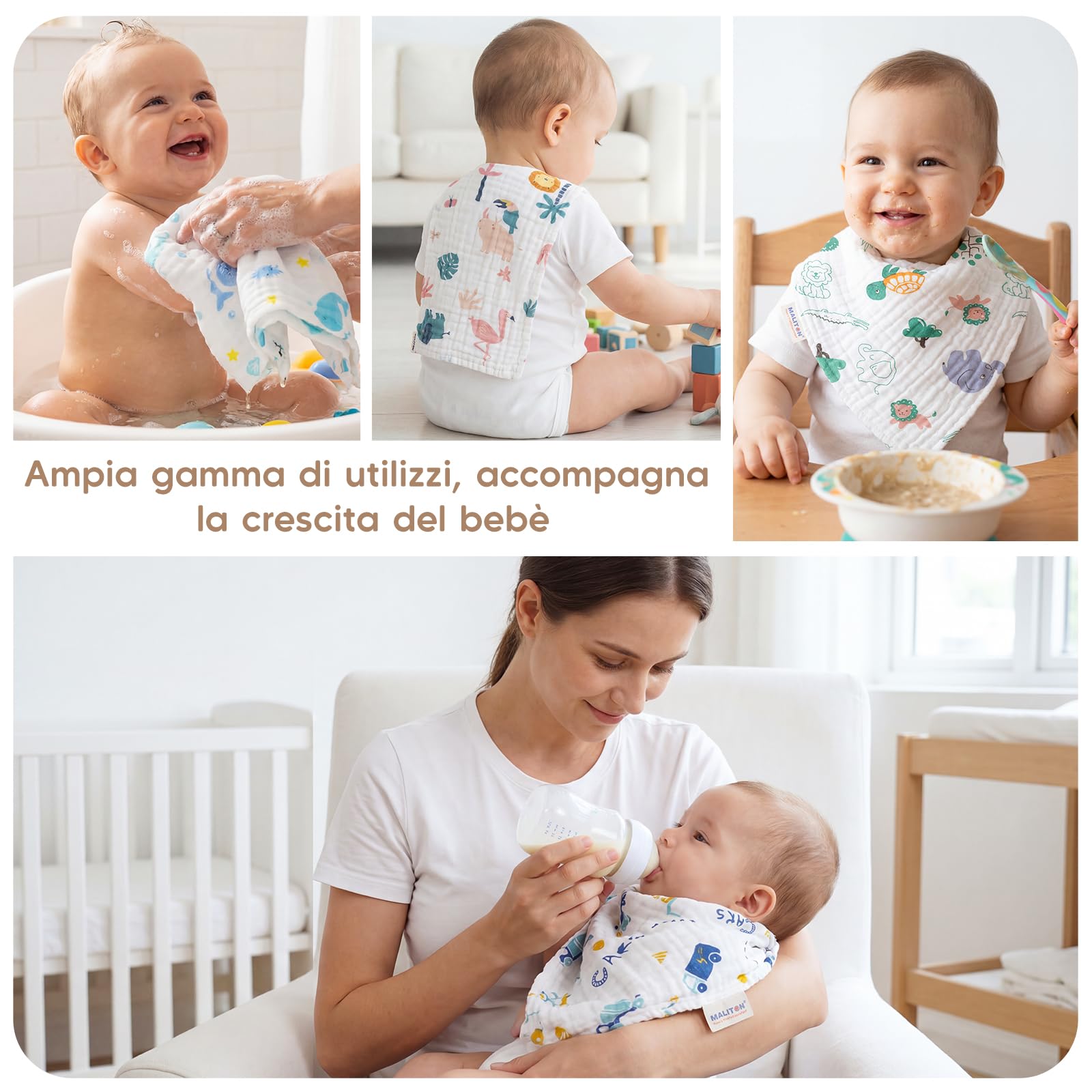 Maliton Mussole Neonato 6 pezzi Cotone 70x70cm Unisex