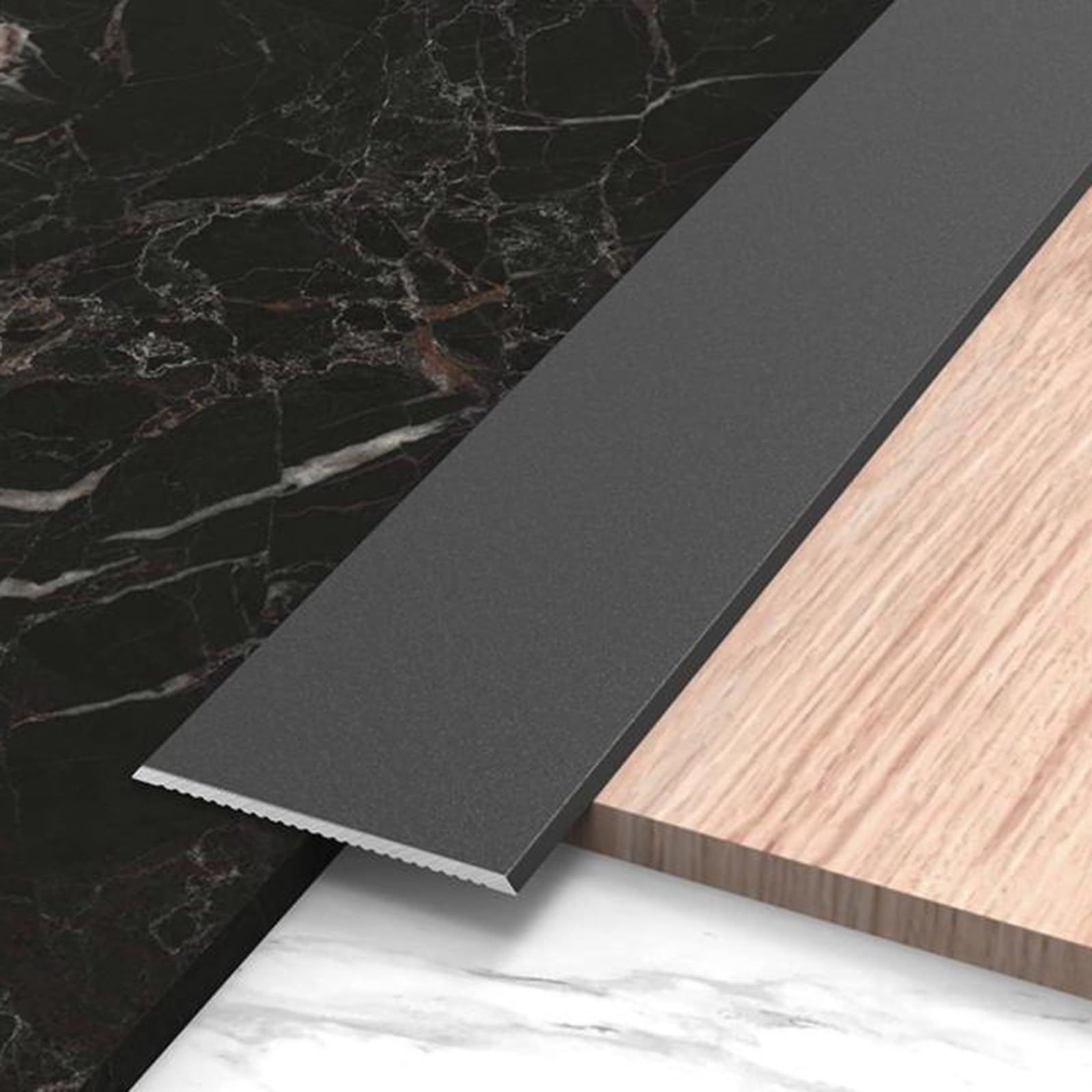 Perfil De Transición Plana,Tira De Moldura De Aluminio Para Borde De Piso, Moldura Metálica Resistente A Rayones Para Unir Huecos En El Piso(Negro,6cm)