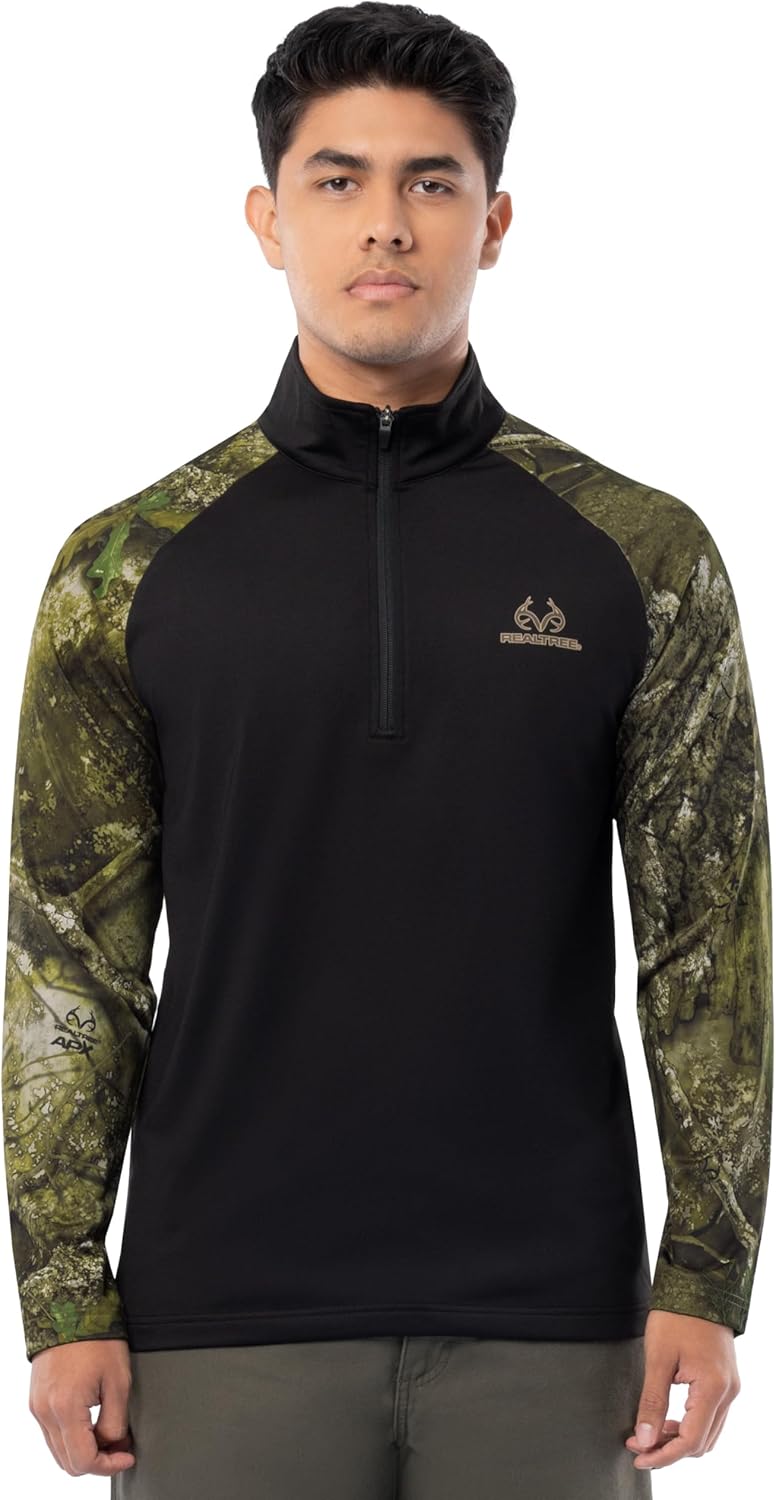 Realtree mens 1/4 Zip Performance Pullover With Mock Neck