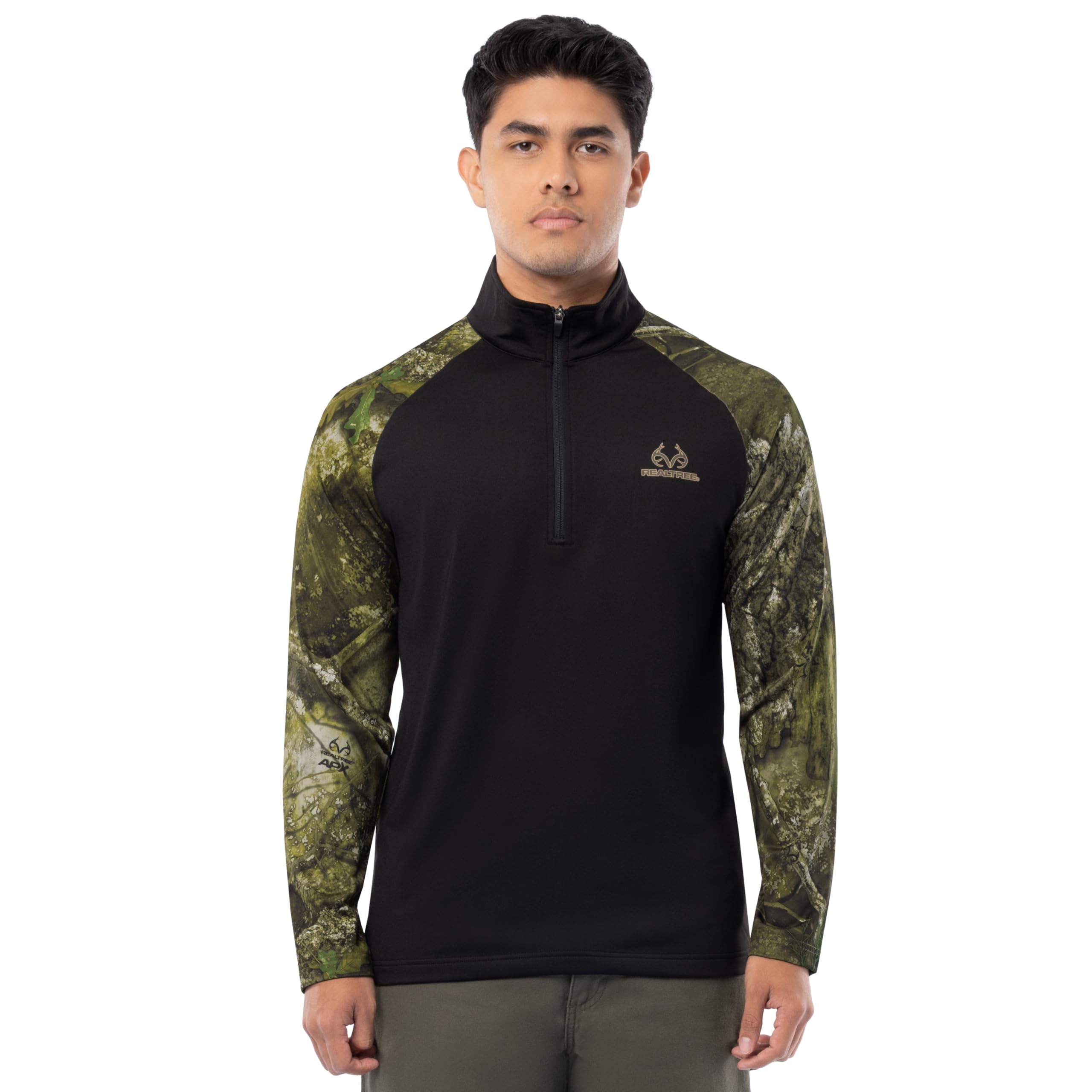 Realtree Men's Meteorite/Realtree Apx 1/4 Zip Performance Pullover With Mock Neck