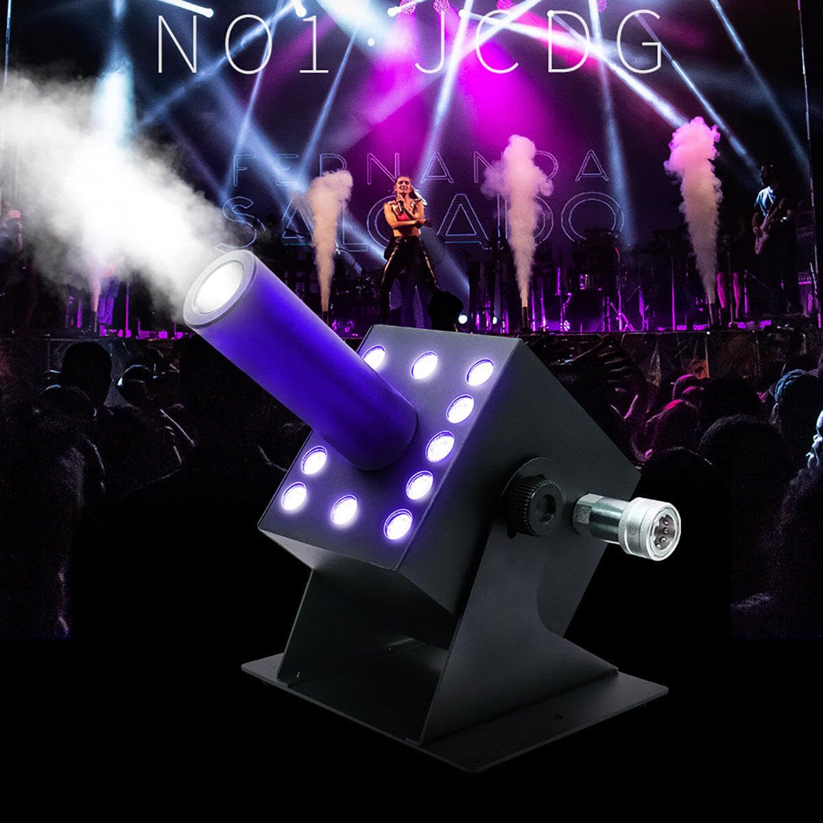 Máquina Jet CO2, Máquina Humo LED Color Escenario, Cañón Niebla Fría CO2 Multi-Ángulo, Máquina Humo Columna Aire, Altura Chorro 8-10 Metros, para Espectáculo Club Boda Fiesta