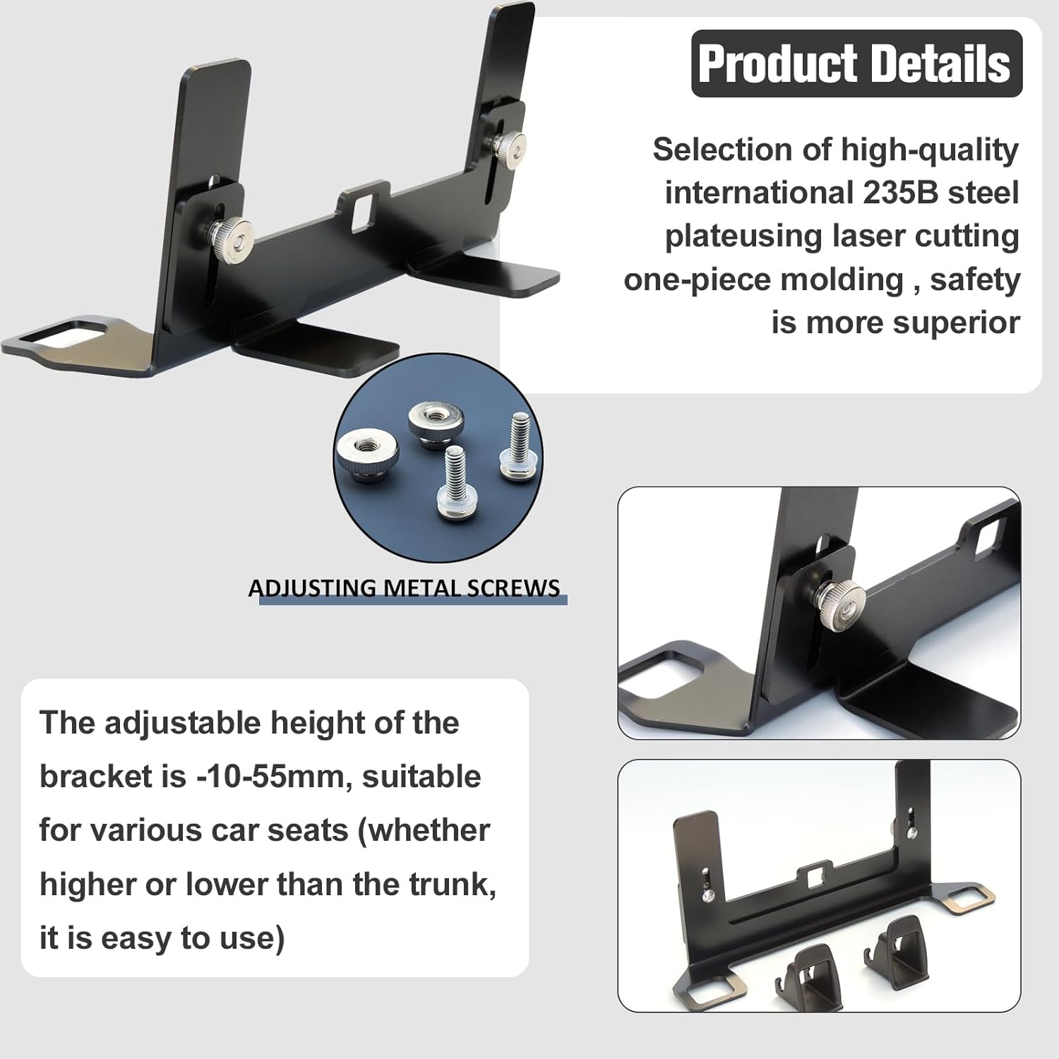 Universal Child Seat Anchor Kit Safe Cars Seat Mount Bracket, Universal ISOFIX Latch Interface Bracket Steel Latch Connector 332*135*136mm Height Adjustable for Sedans