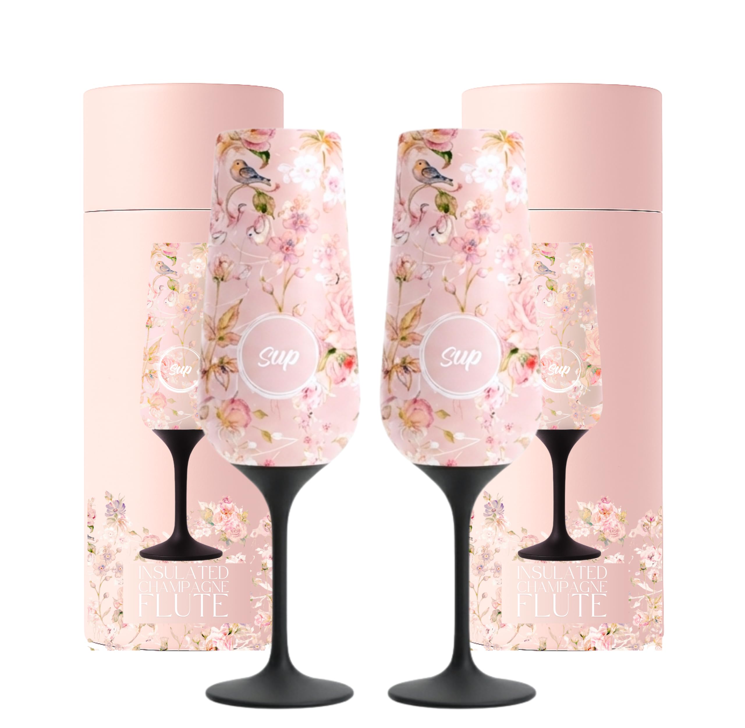 SUP Insulated Champagne Flute | 250ml Double Capacity Prosecco Glass Twin Pack (2)