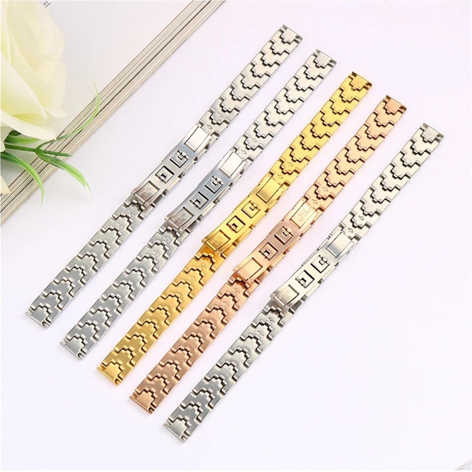 Bracelet de montre universel en acier inoxydable - Confortable et durable - Or rose - 8 mm