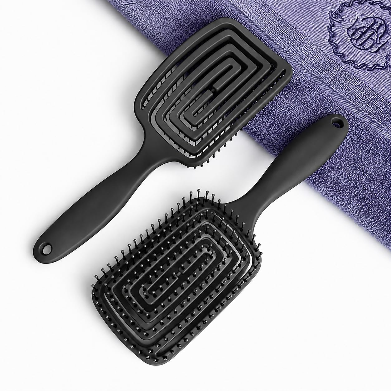 Vented Paddle Hair Brush, Black, 23.5 cm, for Wet & Dry Hair Detangling, Frizz Control, Scalp Massage, All Hair Types-picture-46