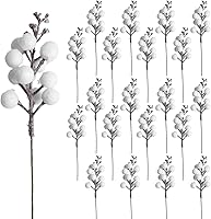 Vista 14 de DIYASY Tallos de bayas con purpurina negra, 20 piezas de púas y aerosoles artificiales para árbol de Navidad, ramas de relleno, adornos, guirnaldas