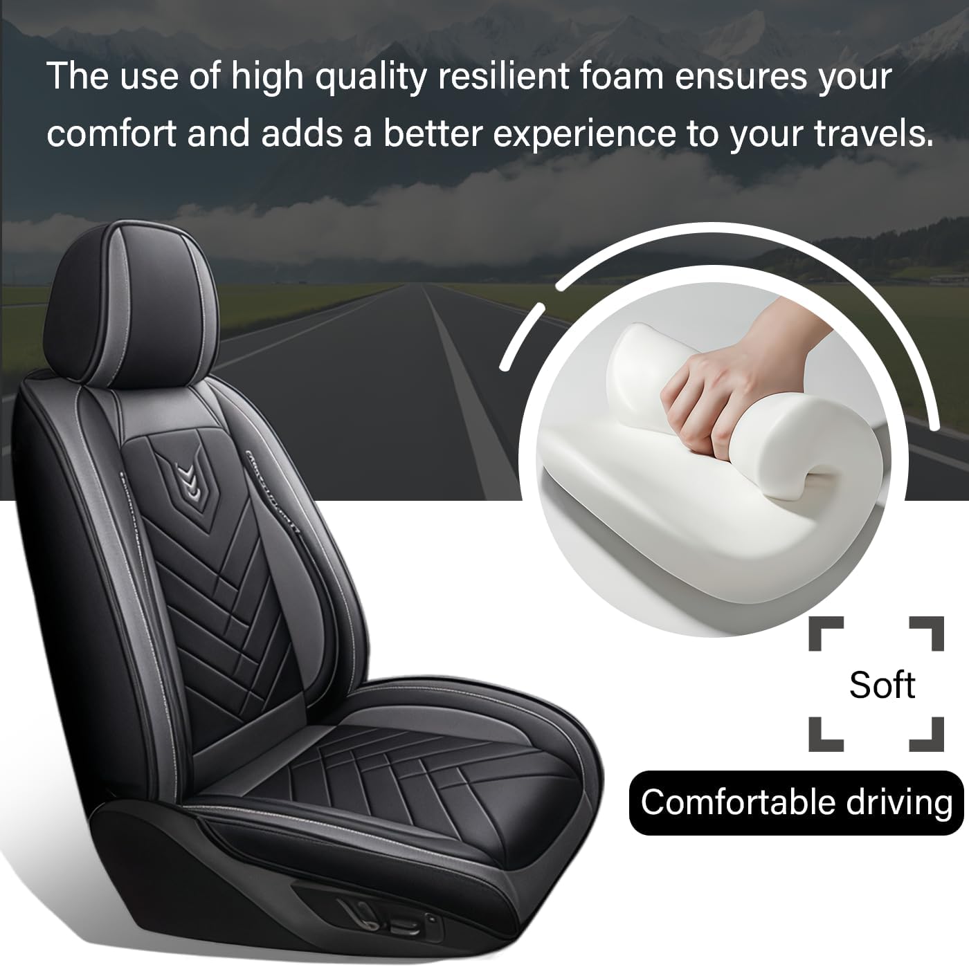 Car Seat Covers for Ford Explorer 2011-2025 | Car Seat Covers Front Seats | Seat Cover Easy to Install (Front Seat, Black Gray)