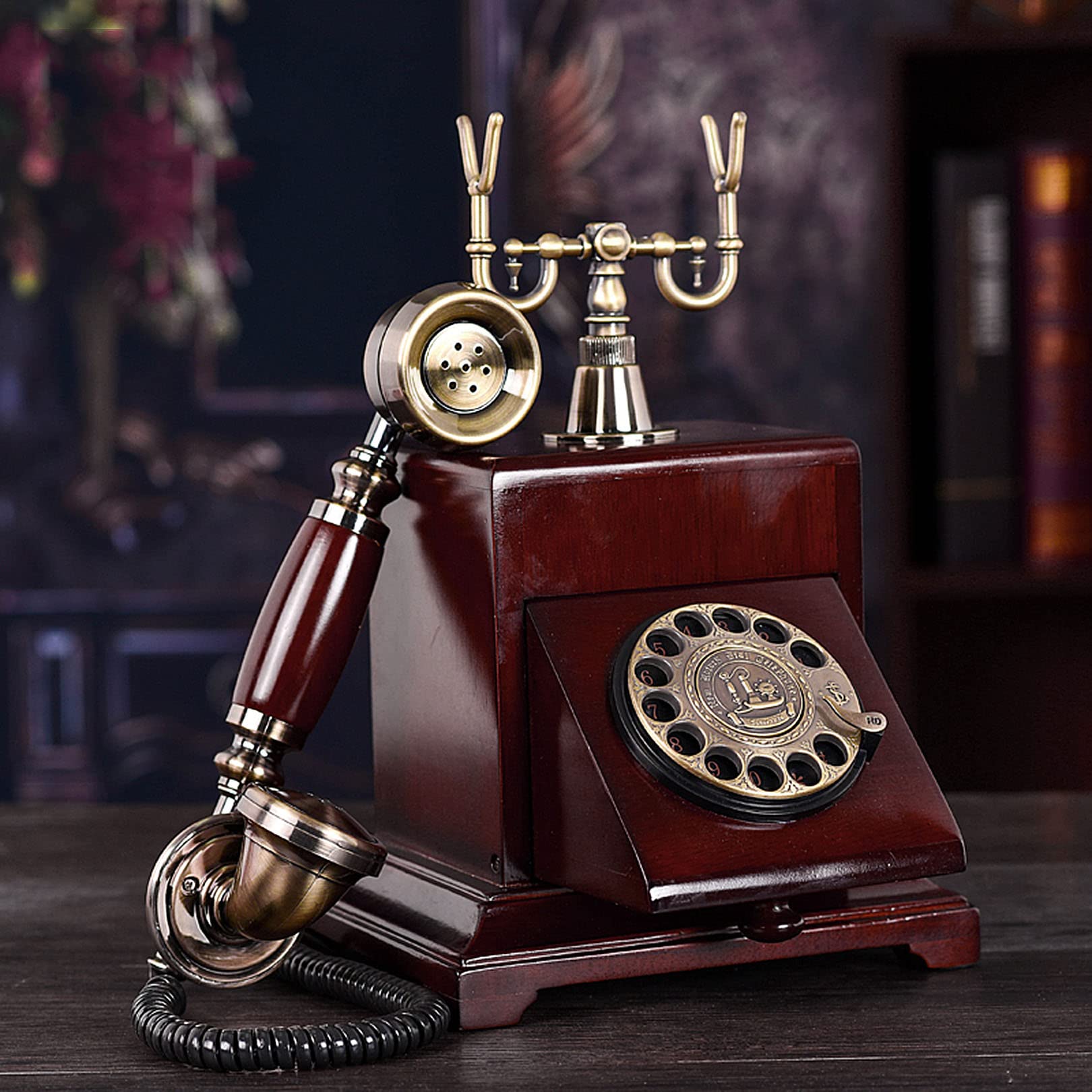 Klasyczny telefon stacjonarny, wielofunkcyjny telefon domowy, retro telefon vintage do wystroju domu, hotelu lub biura