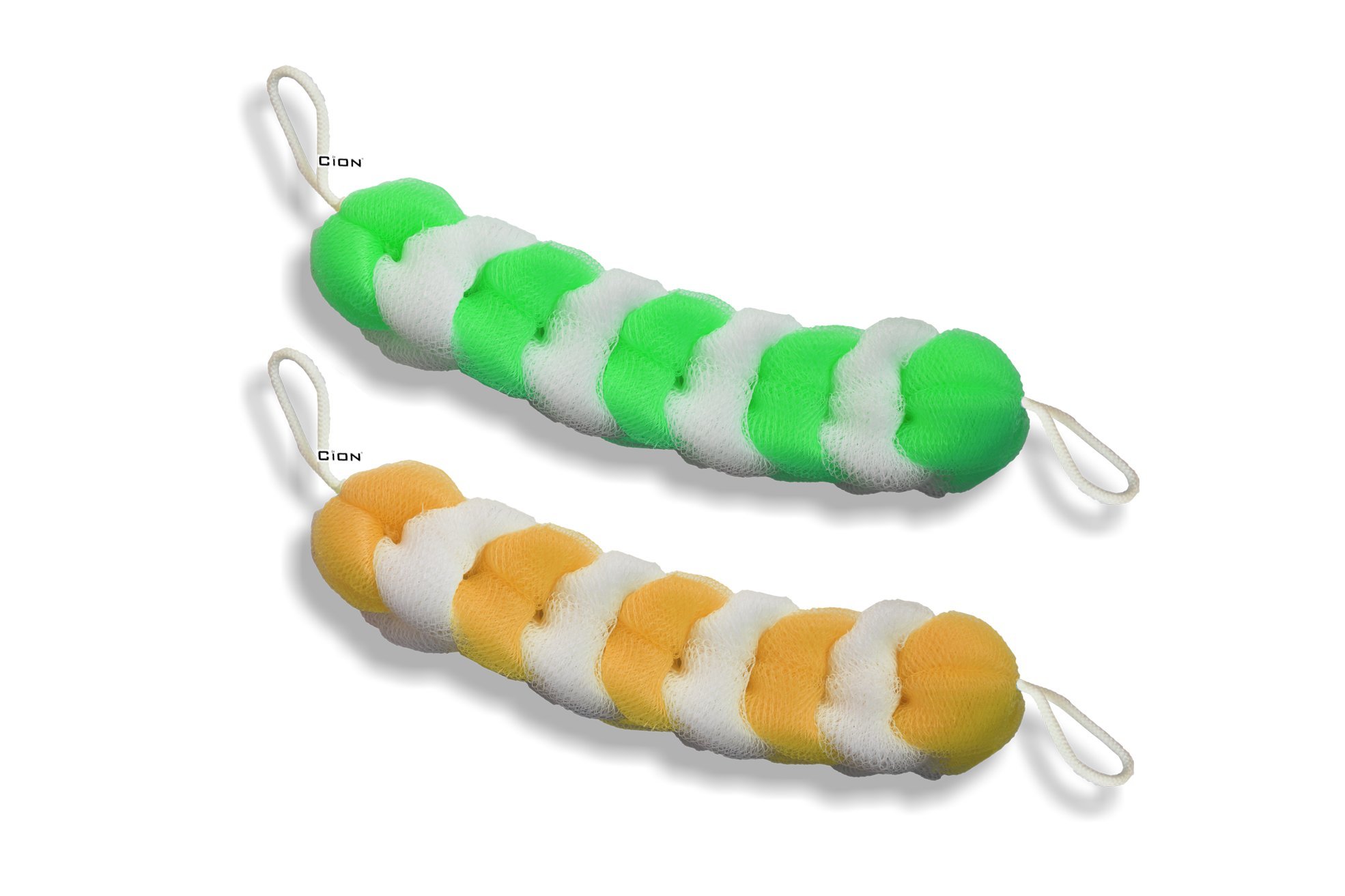 Cion Stretchable Bath Sponge, loofah for bath (Green & Orange)