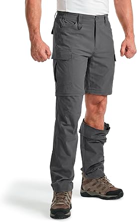 Mens Convertible Hiking Pants with 7 Pockets, Zip-Off Quick-Dry