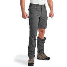 Men s Zip-Off Walking Trousers   4-Way Stretch, Water Resistant, Lightweight & Quick Dry with 7 Pockets & Semi Elastic Waist for Outdoor Camping Work