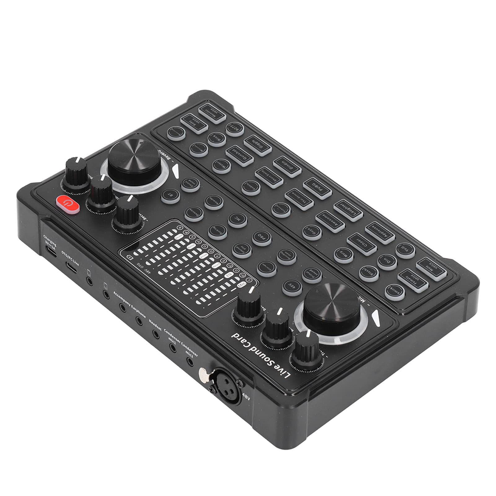 TOPINCN Live Sound Card Voice Changer Soundboard with Noise Reduction DSP and Function for Live Streaming Battery Included