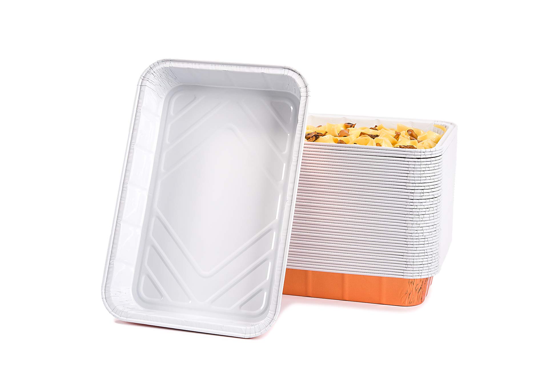 CONTITAL R2G Vaschette Alluminio Grandi 6 Porzioni | Contenitori Monouso Bianco/Rame, Teglie Forno e Microonde, Vassoi Asporto - 50 Pezzi