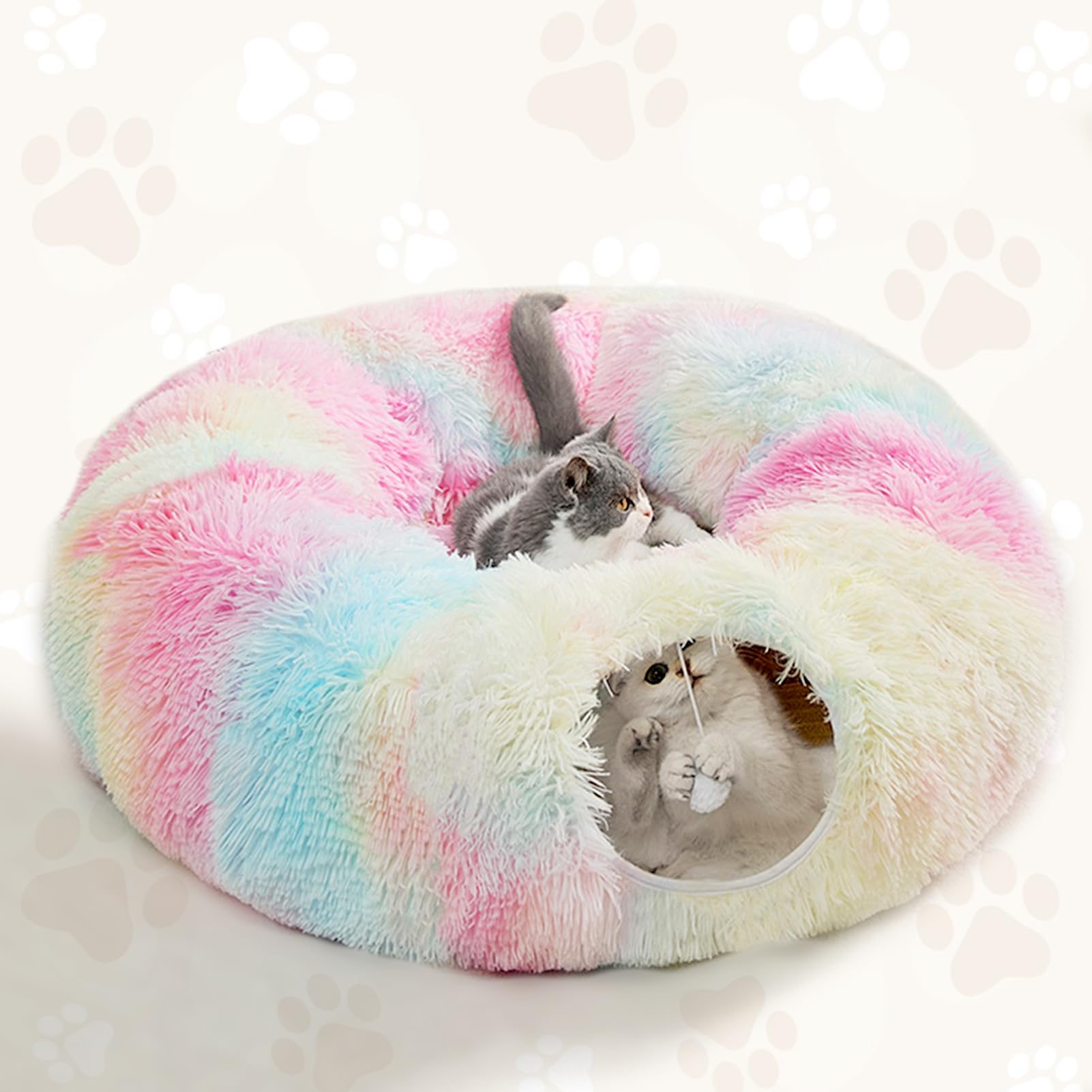 Túnel para Gatos, 110 cm túnel Plegable de Lino para Interior con Agujeros, Cama túnel para Gatos Lavable para Verano (Color) | Para el verano, forro interior, para gatos y animales pequeños
