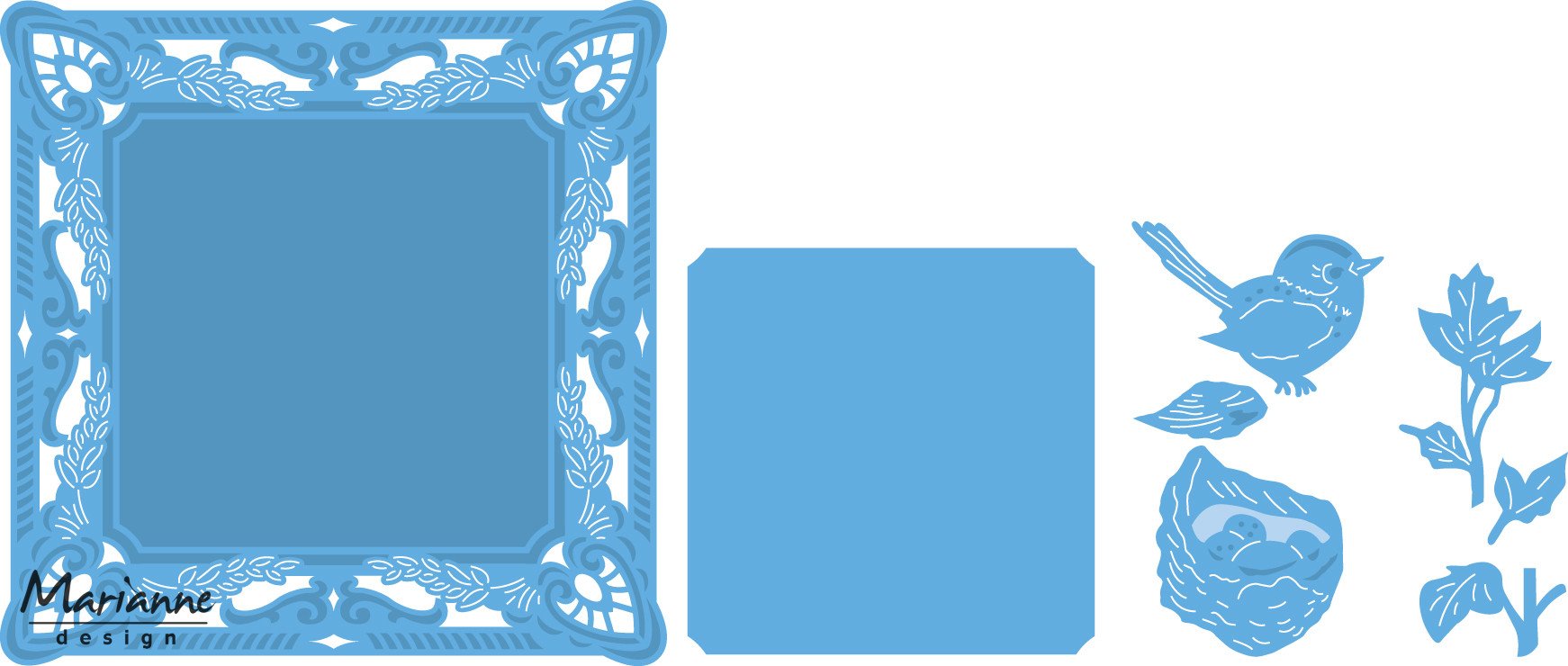 Marianne Design Creatables Petra's Square with Nest, Metal, Blue, 18 x 14.5 x 0.5 cm