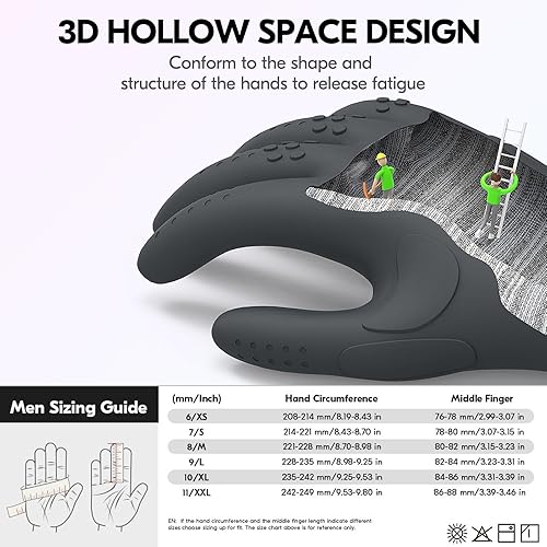 Miniatura 6 de Vgo... NGG X1 - Guantes de trabajo de seguridad sin costuras, resistentes a cortes, forro anticorte HPPE, nivel EN388 C, nivel ANSI A3, guantes