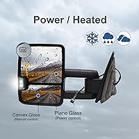 Vista 3 de Espejos de remolque aptos para Chevy Silverado 1500 2500 3500 GMC Sierra Power con calefacción, señal de giro ahumada, luz de flecha de giro manual
