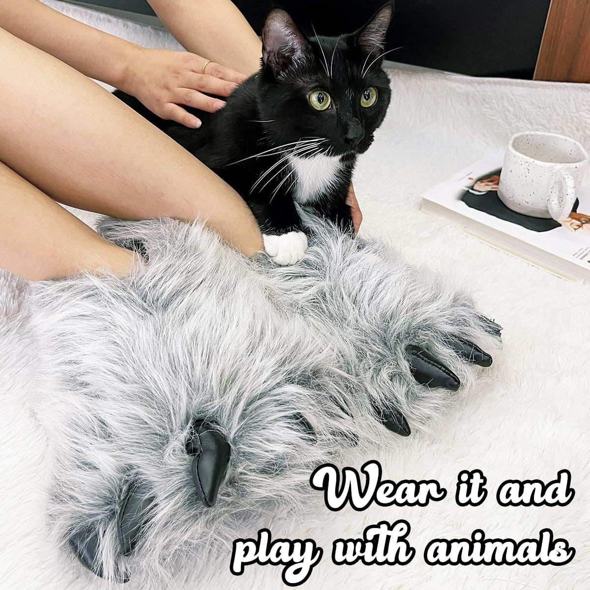 Caramella Bubble Cute Fuzzy Animal Paw Slippers Fluffy Animal Claw Slippers Soft Funny Monster House Shoes for Adults Women for Vacation Birthday - Image 2