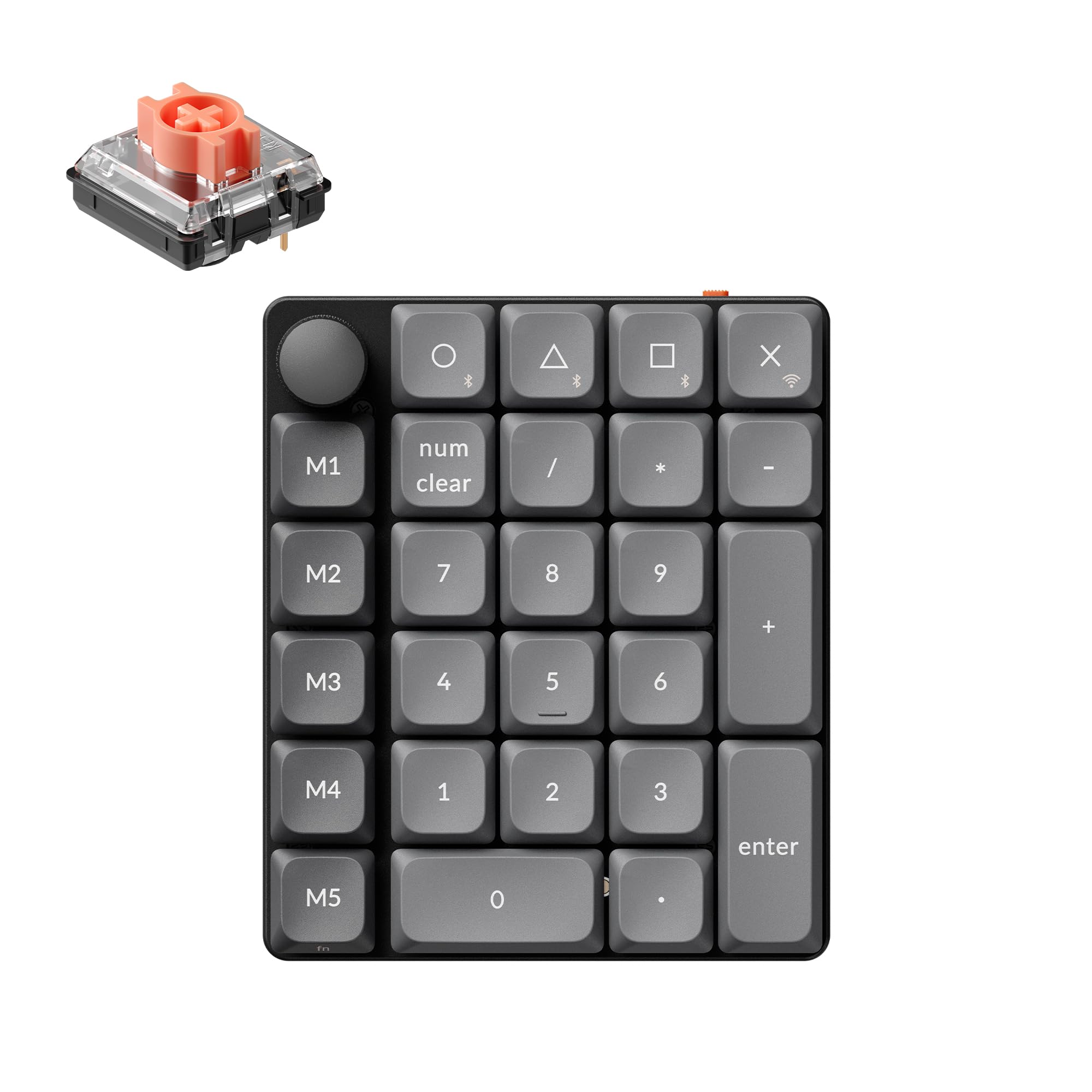 Keychron K0 Max QMK Wireless Custom Number Low-Profile RGB Backlit(Hot-Swappable) Silent Red Switch Keypad,2.4 GHz &amp; Bluetooth 5.3 Connection, 1000Hz Polling Rate- Black