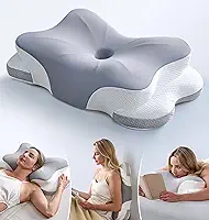 Travesseiro de pescoço cervical ultra alívio da dor para dormir, travesseiro ergonômico ajustável de leitura de espuma viscoelástica para adultos, travesseiro ortopédico refrescante lateral