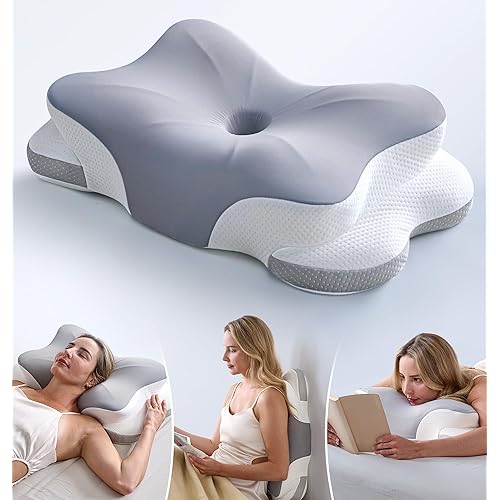 Ultra Pain Relief Cervical Neck Pillow for Sleeping, 5X Support Ergonomic Contour Pillow for Deep Sleep, Cooling Memory Foam Pillows for Adults, Orthopedic Bed Pillow for Side Back, Stomach Sleepers