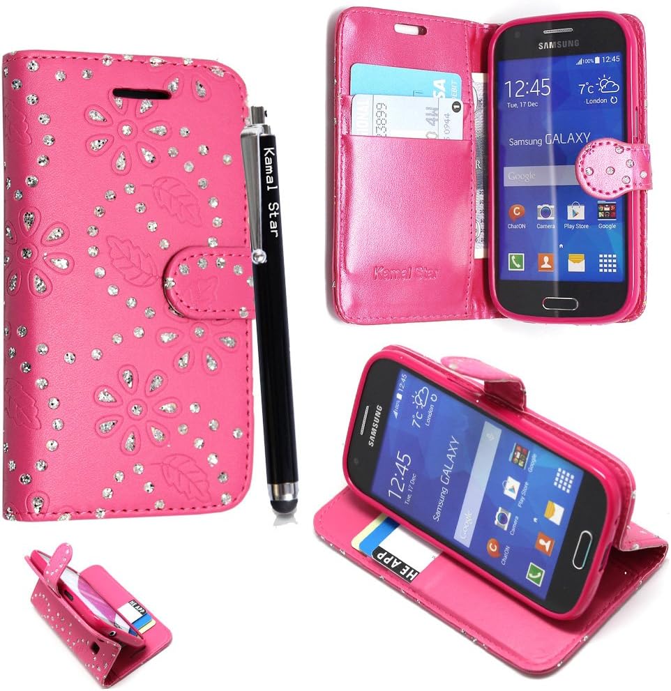 STYLEYOURMOBILE SAMSUNG GALAXY FAME S6810 PREMIUM QUALITY PU LEATHER MAGNETIC FLIP CASE SKIN COVER POUCH + SCREEN PROTECTOR +STYLUS (Pink Diamond Card Pocket)