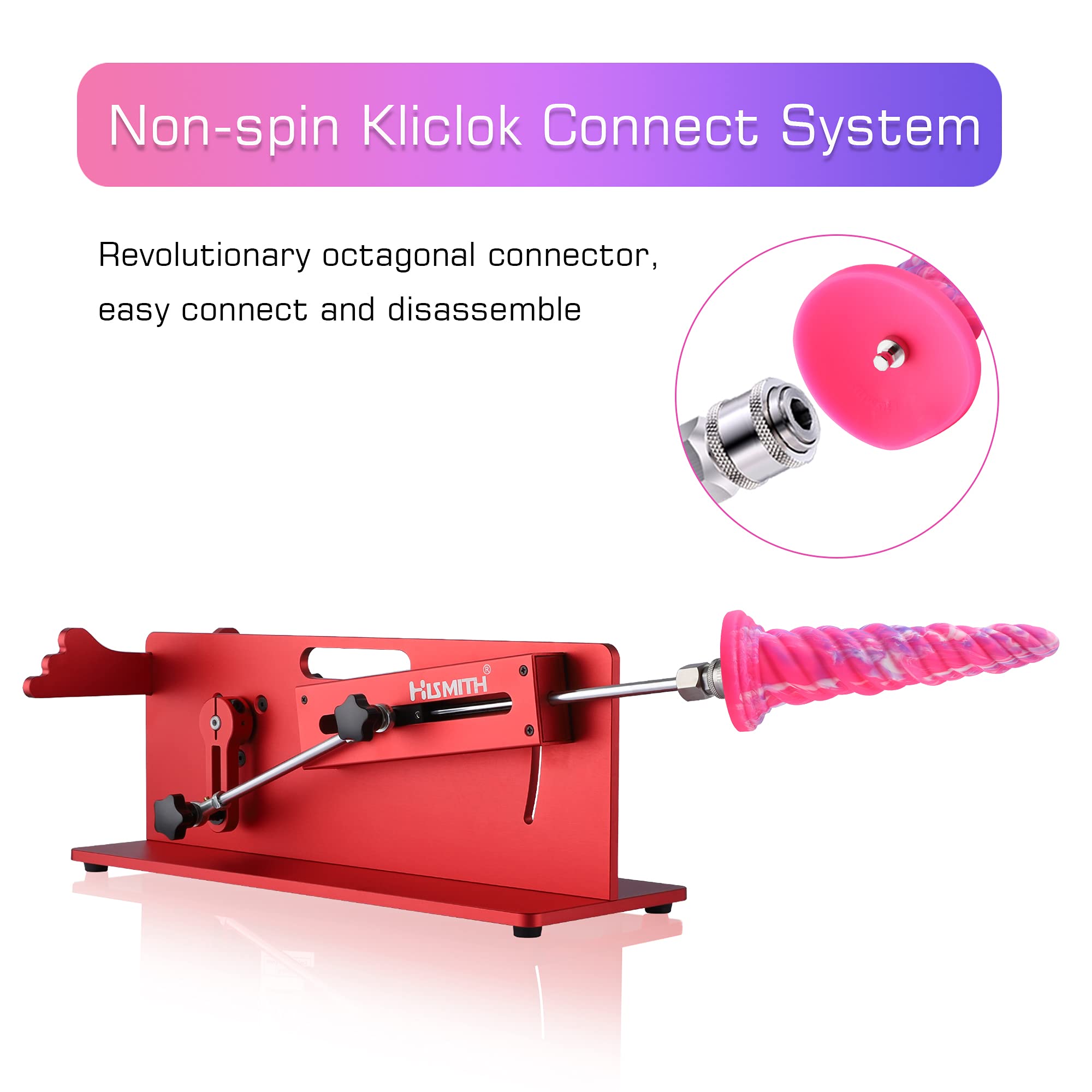 Hismith  with KlicLok System for Premium Sex Machine, 9.06" Insertable Length, Max Circumference 7.36", Anal Sex Toy: 10.12" Silicone Spiral Dildo