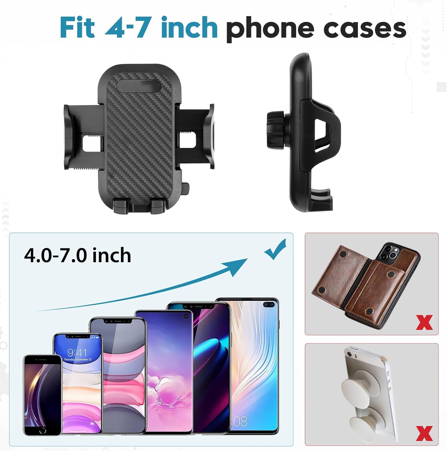 Phone Mount for Jeep Wrangler JL JLU & Gladiator JT 2018 2019 2020 2021 2022 2023,Multi-Mount Phone Holder Dash Tray Storage Box,Extension Arm Metal Rod Black Not for Wrangler 4XE