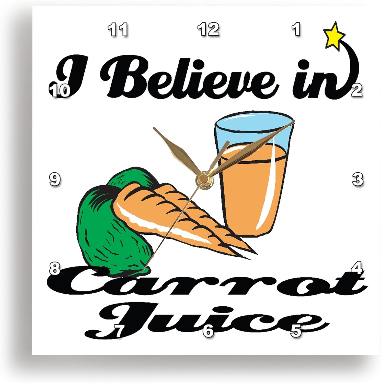 3dRose DPP_104959_3 I Believe in Carrot Juice-Wall Clock, 15 by 15-Inch