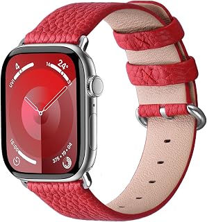 Fullmosa voor Apple Watch Band 45mm41mm44mm40mm42mm38mm, lederen band vervangende bandje voor dames heren, klassieke lederen band voor iWatch/Apple Watch Series 8/7/6/SE/Series 5/4/3/2/1