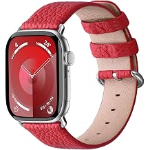 Fullmosa Leather Compatible with Apple Watch Band 49/46/45/49mm | Fit iWatch Series 11 10 9 8 7 6, Ultra3/2/1,SE 5 4 3 2 1,Genuine Leather Strap for Men Women,Red