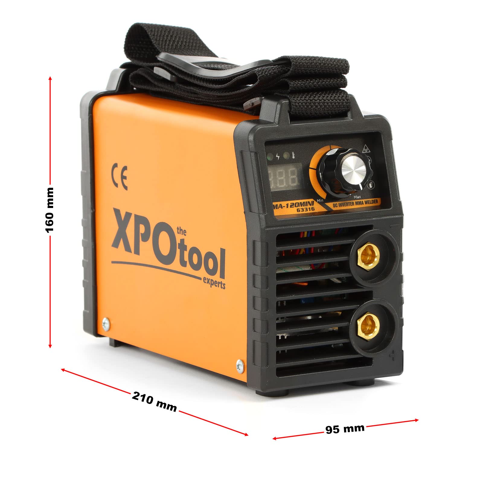 XPOtool Tragbares MMA Elektroden Schweißgerät 20-120A IGBT Inverter, E-Hand Schweißgerät mit Zubehör, Schweissgerät mit Arc-force-, Hot-start- und Anti-stick-Funktion