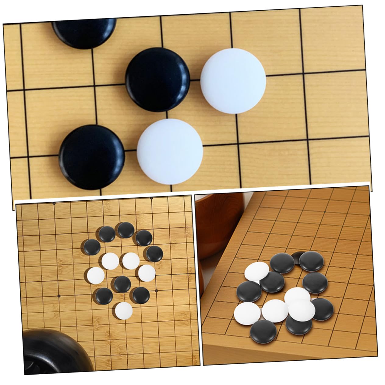 360 Go Spielsteine aus Melamin mit Doppelseite, Schwarz Weiß