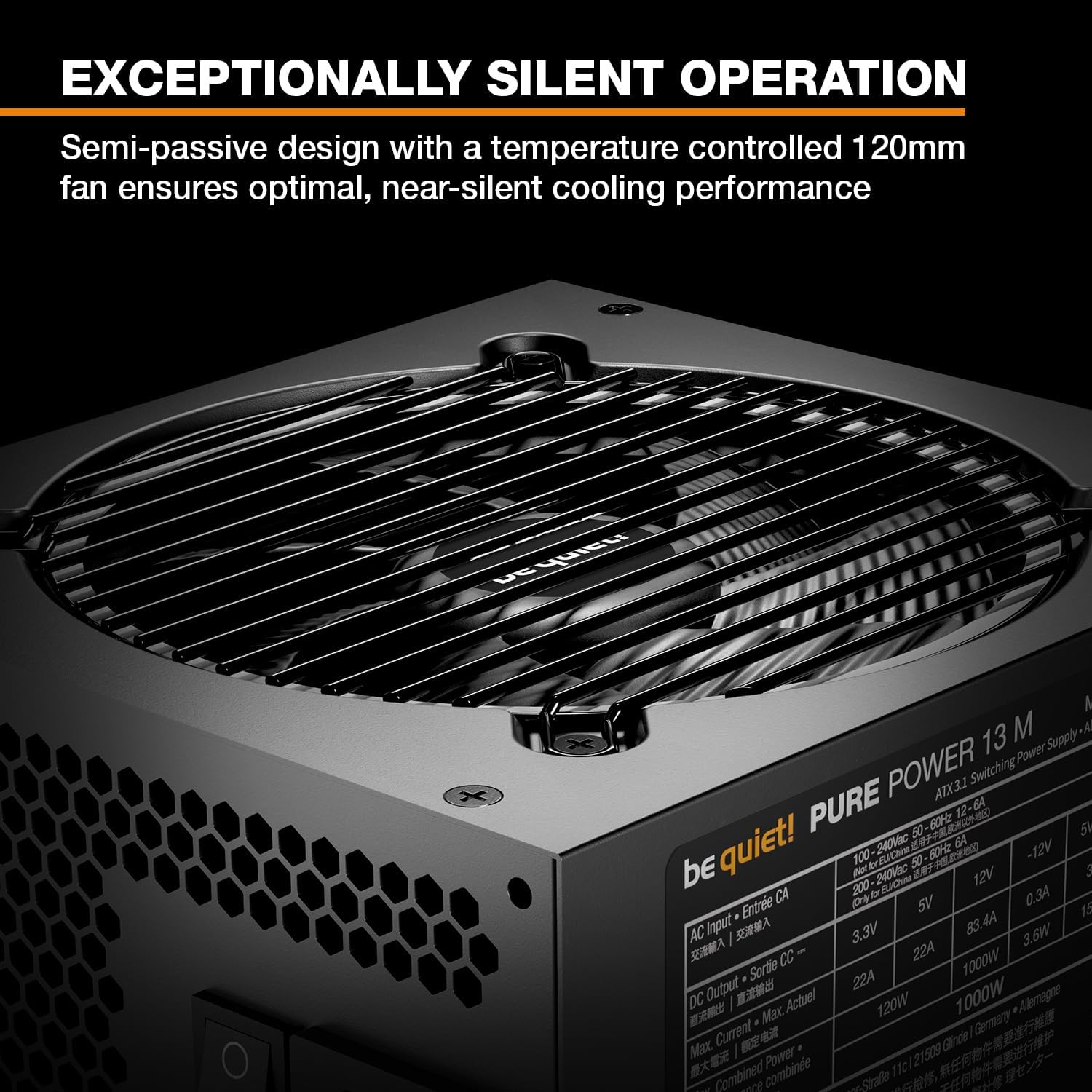 be quiet! Pure Power 13 M 750W Power Supply, 80 Plus® Gold Certification, ATX 3.1 PSU, Support for PCIe 5.1 GPUs, semi-Passive 120mm be quiet! Fan, LLC Technology, Single Rail, for Overclocked GPUs