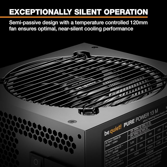 Fuente de Poder be quiet! Pure Power 13 M 1000W 80 Plus Gold ATX 3.1 miniatura 2