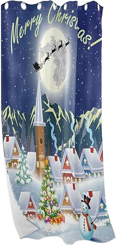 Miniatura 1 de Cortinas de nieve blanca con diseño de muñeco de nieve para dormitorio, sala de estar, 84 pulgadas, cortinas opacas para ventana de bahía, 1 panel