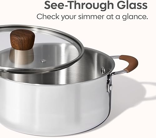 Miniatura 5 de CAROTE Juego de utensilios de cocina de acero inoxidable de 19 piezas con mango desmontable, juego de ollas y sartenes, juegos de cocina de