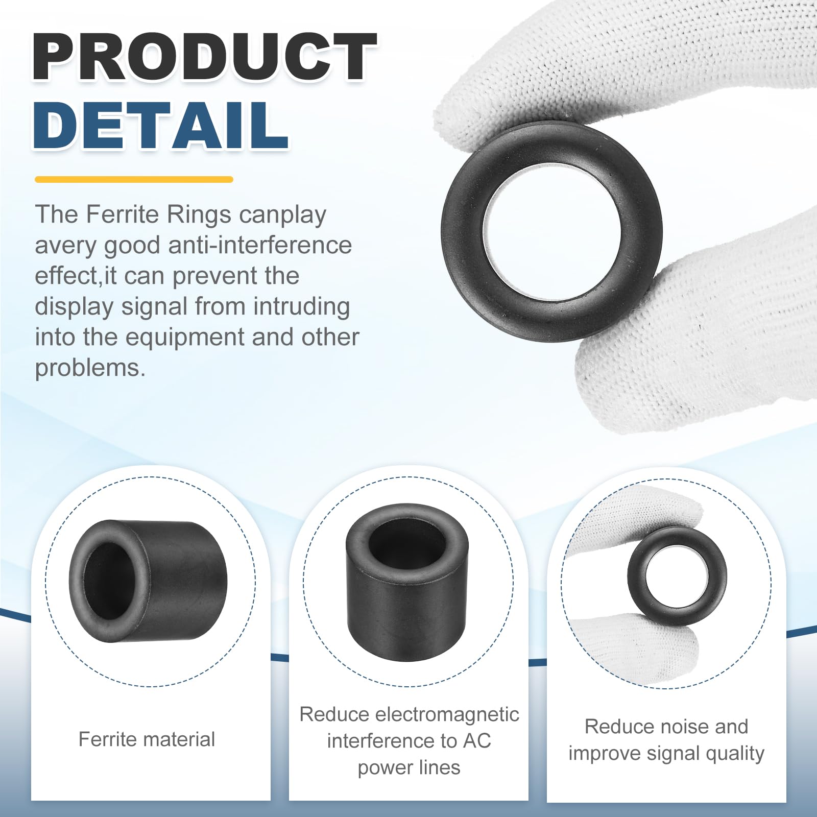 QUARKZMAN 20Pcs Noyau Toroïde En Ferrite 31mm OD x 19mm ID x 29mm H Noir