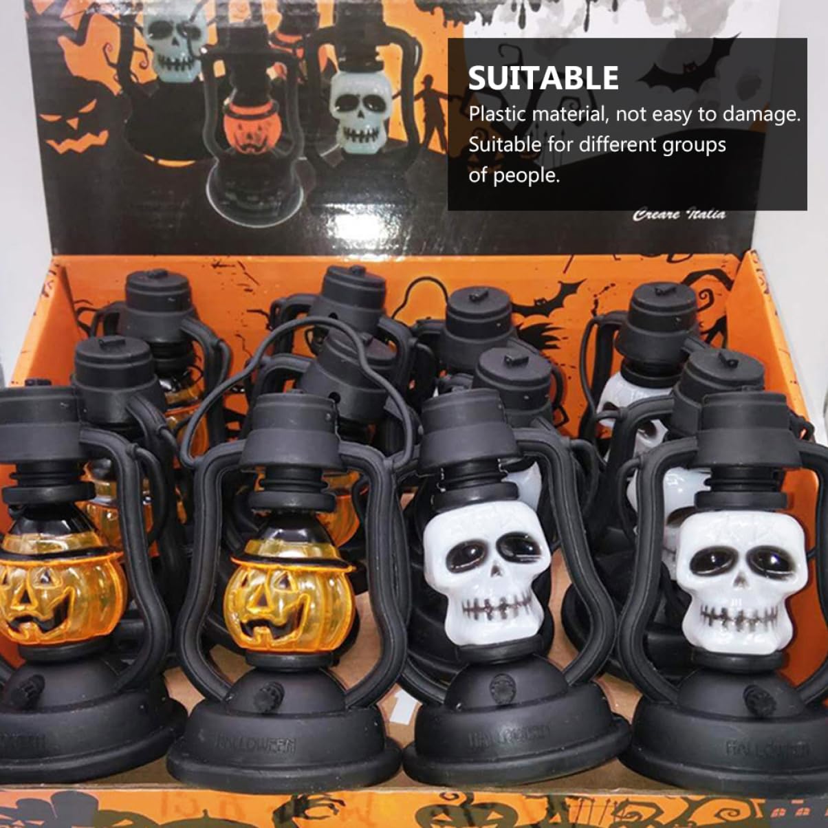 SEWOART Halloween Night Lamp 4 Pack Led Pumpkin Skull Hand Lanterns Decorative Lamps for Parties Decor