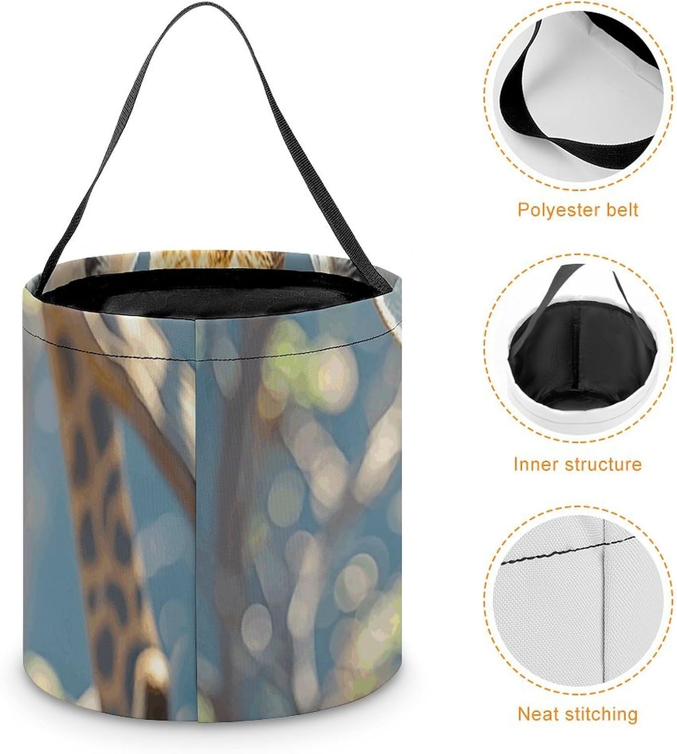 Reusable Cute Giraffe Flowers Halloween Candy Bucket with Handle image 4